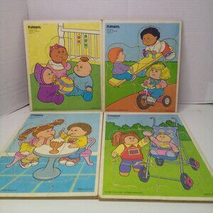 Vintage 1991 Cabbage Patch Kids Puzzles Wood Lot of 4 Playskool Ages 2-5